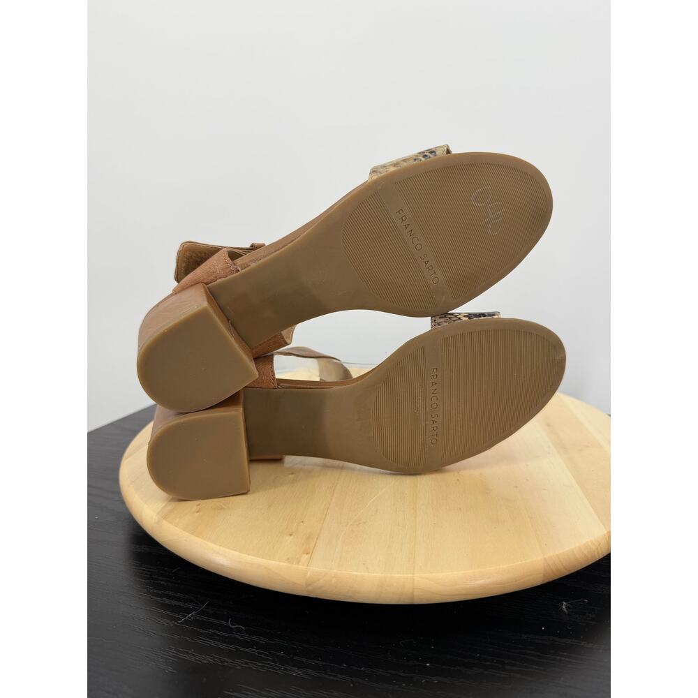 Franco Sarto Womens Block Heel Sandals Size 9.5 Snake Brown Leather Casual - Picture 7 of 10